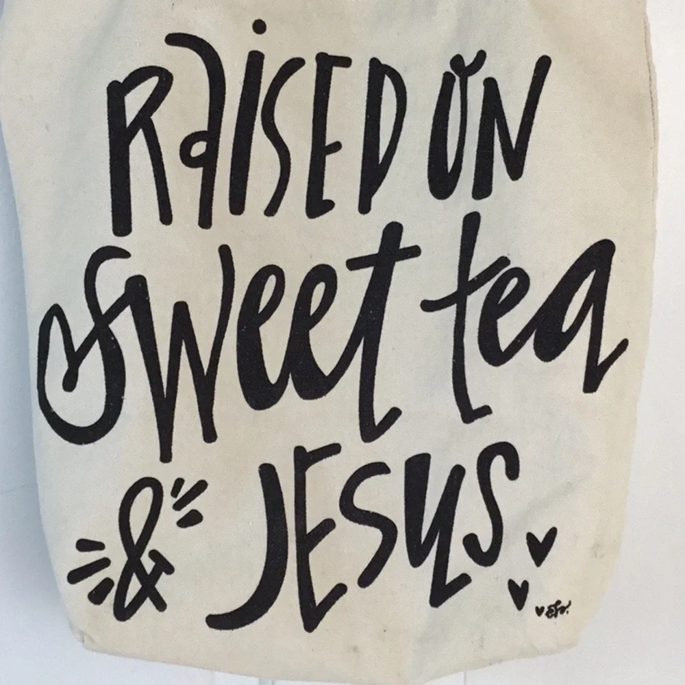 Christian Tote Bag Raised On Sweet Tea And Jesus Canvas Tote
